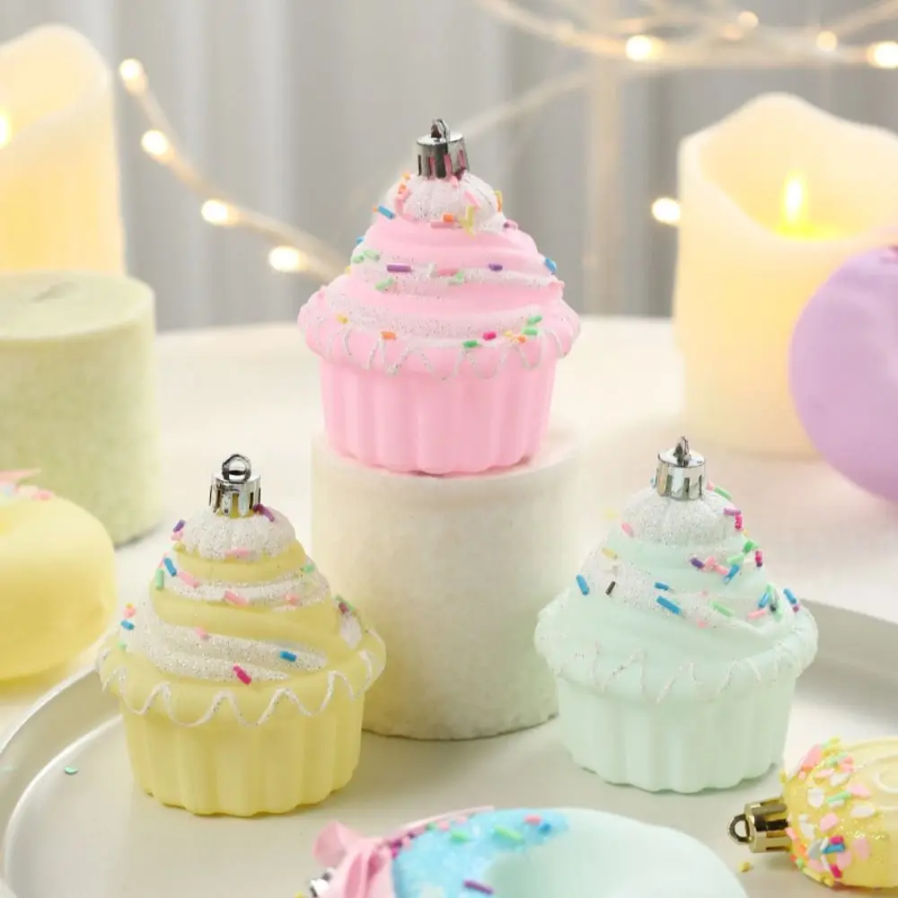 

Macaroon Christmas Candy Balls Set Cartoon PVC Cake Lollipop Balls Pendant Ice Cream Donut DIY Christmas Tree Ornaments