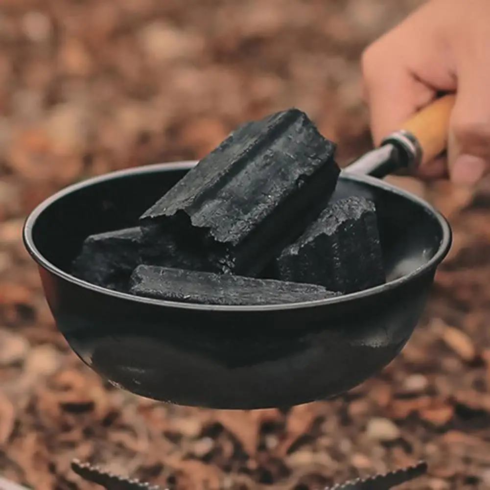 

Camping Charcoal Brazier Solid Wooden Handle Heated Evenly BBQ Charcoal Starter Pot Brazier Camping Supplies