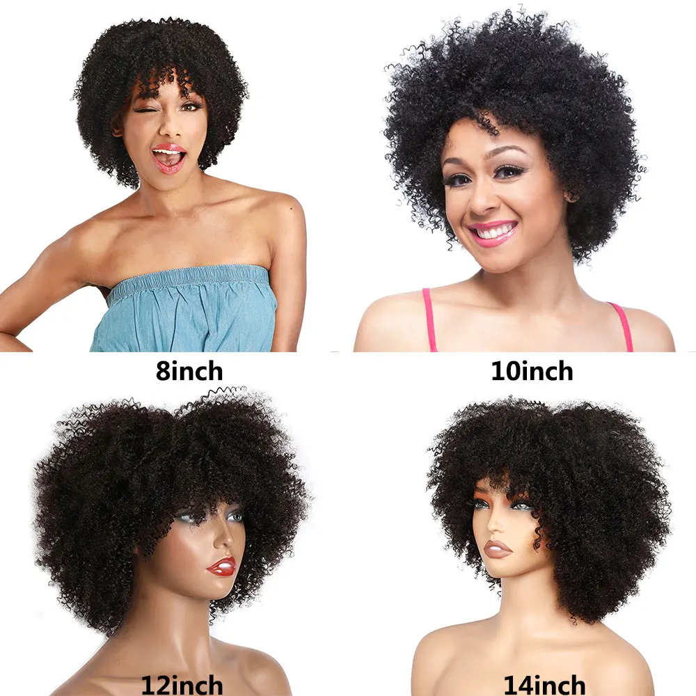 Perruques de cheveux humains crépus bouclés pour femmes noires, perruque courte, coupe Pixie, afro-américaine, Bob, fabriquée à la machine