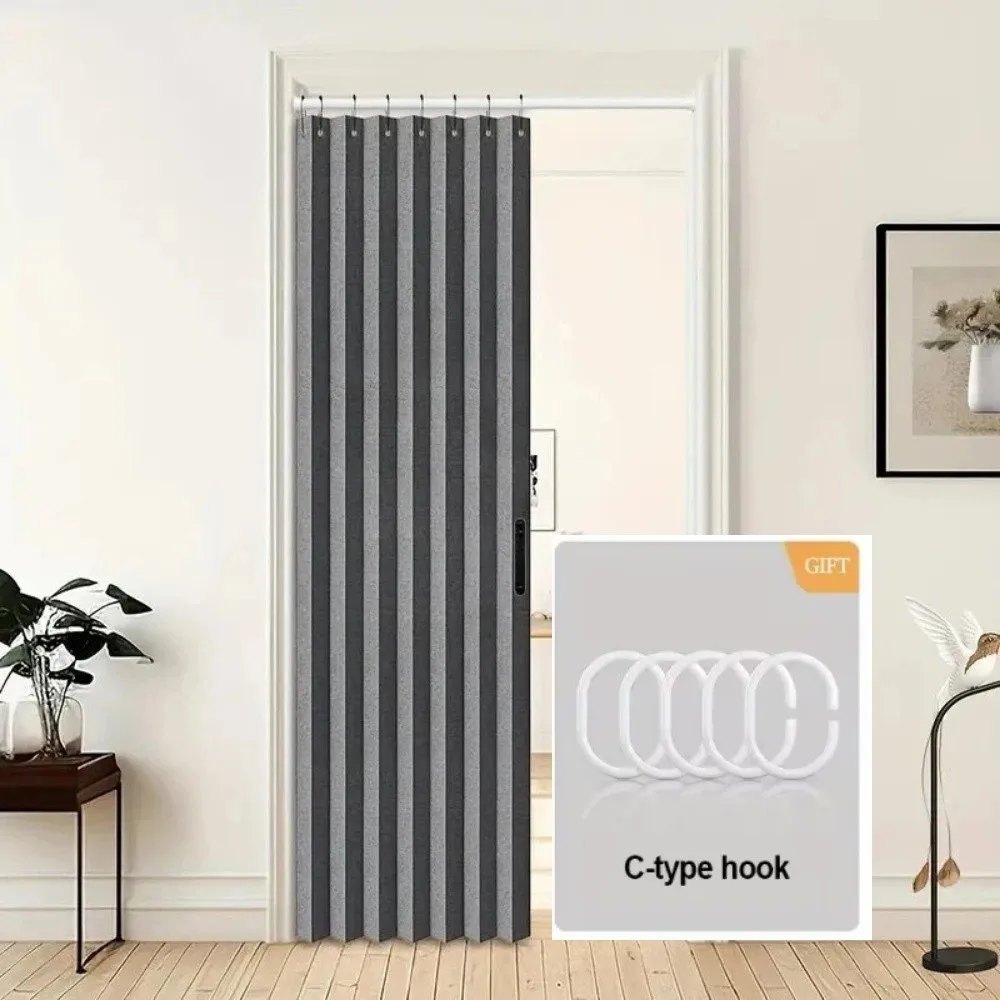 Waterproof Folding Door Curtain Thick Multi-size Room Divider Curtain Nordic Style Soft Drape Closet Curtain Kitchen