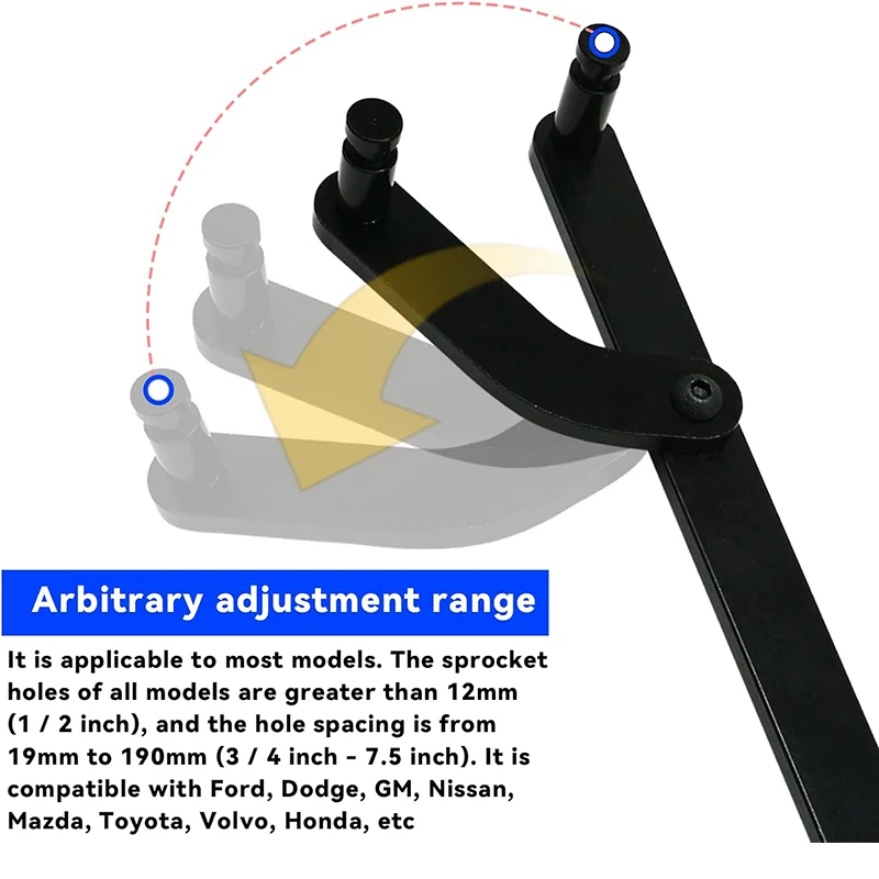 Universal Camshaft Pulley Holder Car Hand Tool Cam Sprocket Holding Tool for 3/4in-7.5in Sprocket Hole Separation