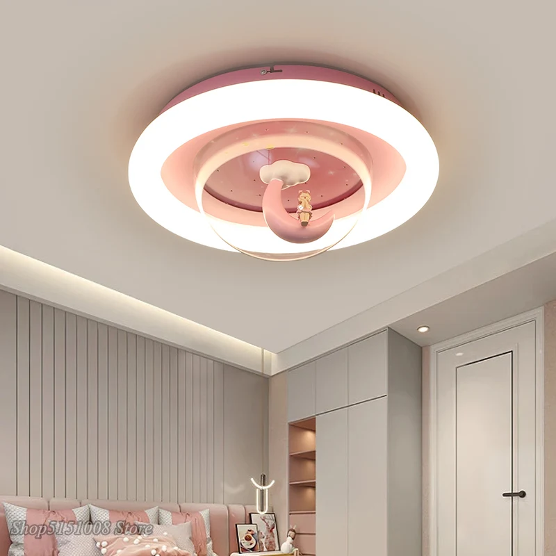 cartoon moon LED Chandelier Ceiling Lamp Home Kid Girl Child Room Children\'s Princess Bedroom Decor Modern Indoor Light Fixtures