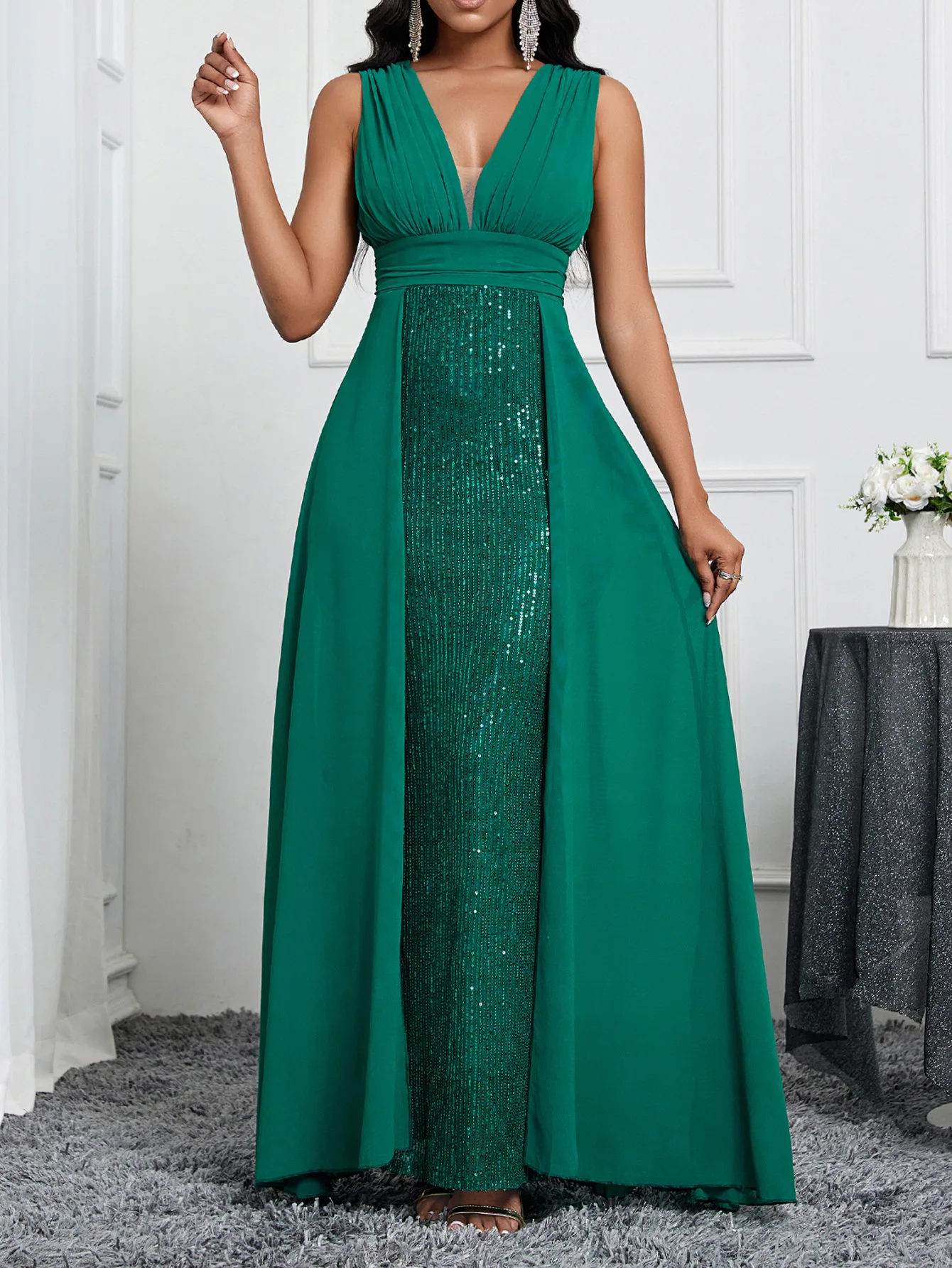 Nieuwe Vrouwen Sequin Mesh Jurken Borduren Zeemeermin Avondjurk Formele Korte Mouw Elegante Partij Prom Jassen Nieuwe Lange Jurken