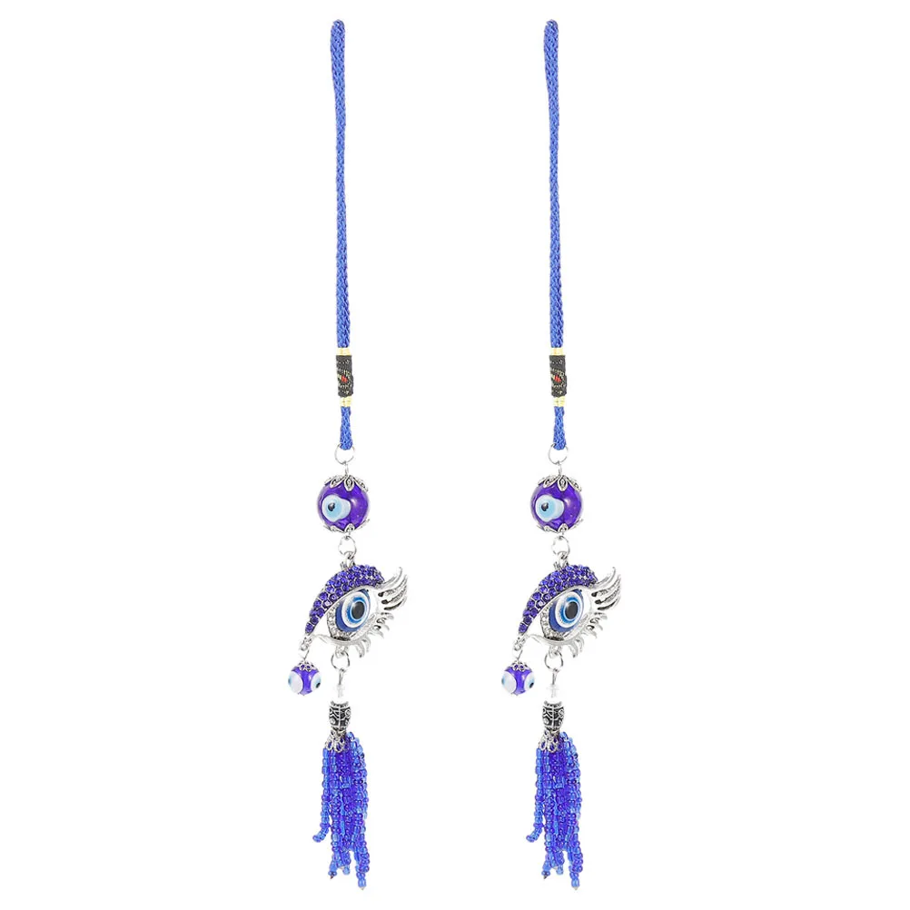 

2Pcs Evil Eye Charms Turkish Blue Eye Pendant for Car Rear View Mirror Home Wall Door Decor Backpack Charms Car Hanging Ornament