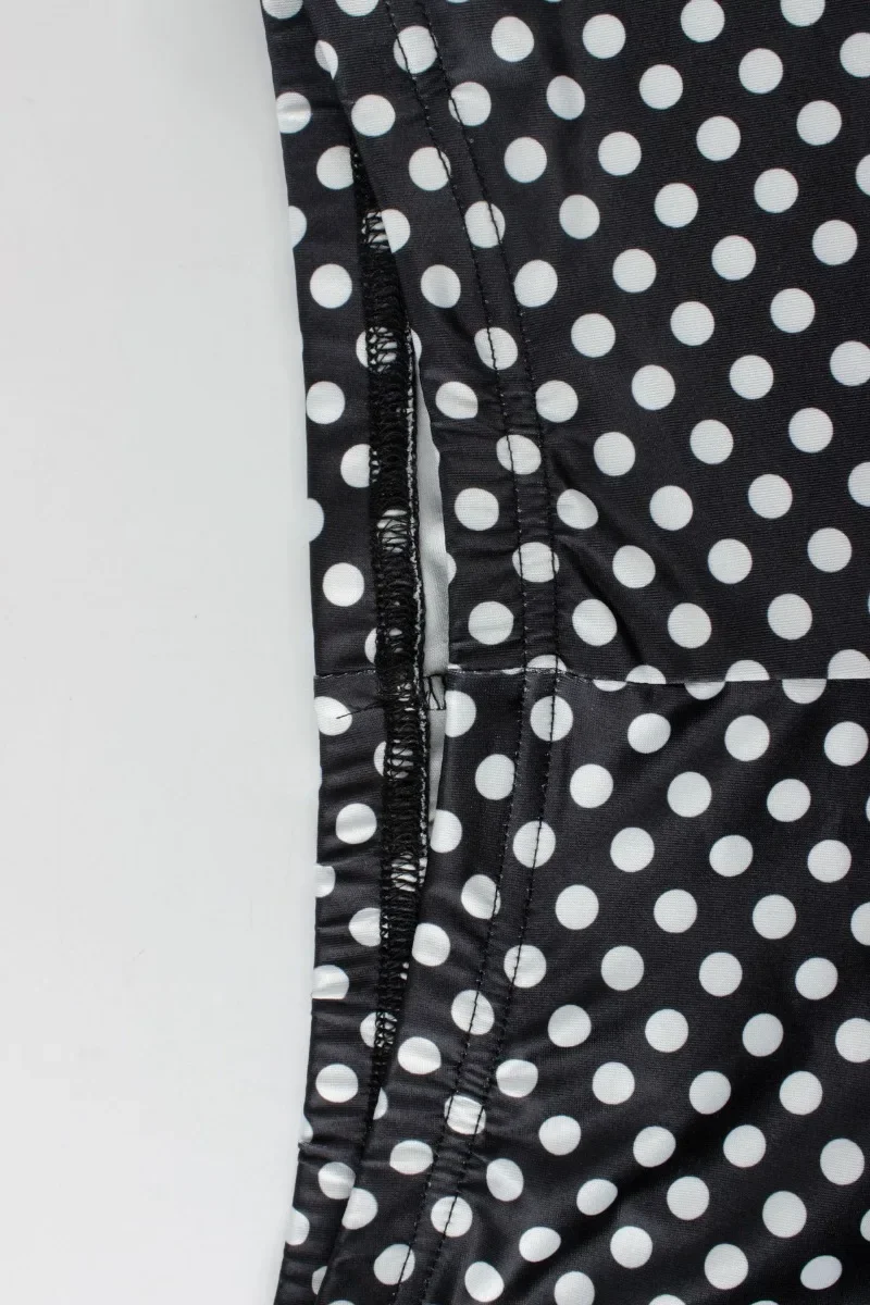 Damski seksowny komplet w grochy: top typu halter bez pleców + spodnie do kolan, dopasowany, casualowy strój streetwear