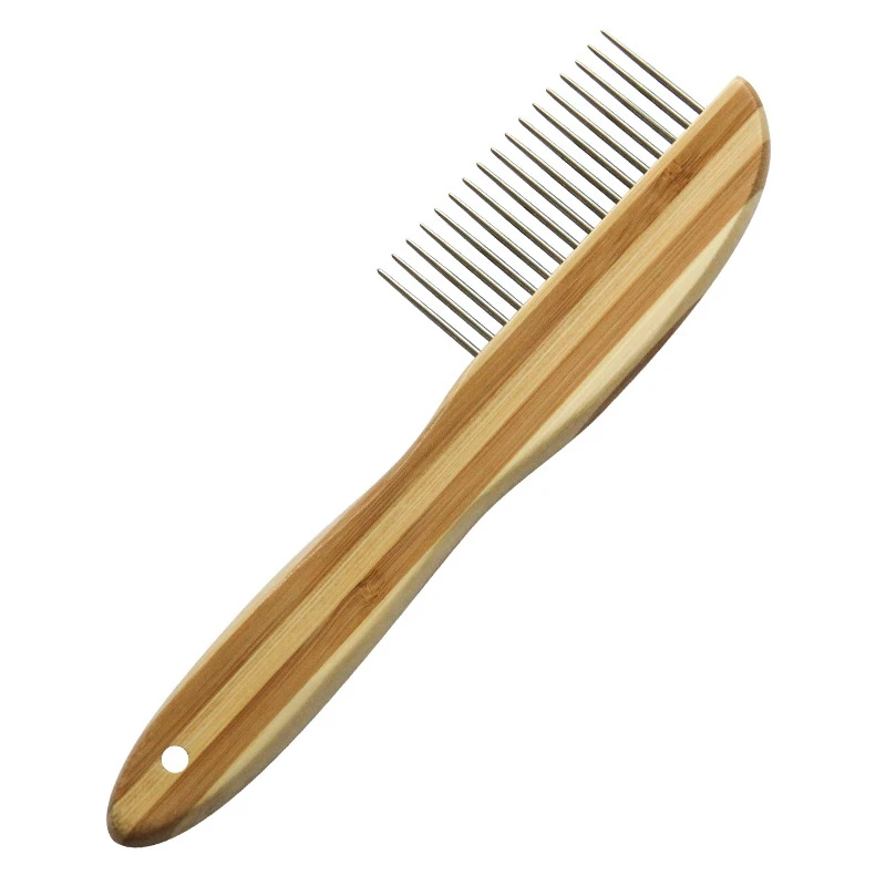 Pet Comb With Long Stainless Steel Teeth Removed Matted Fur, Knots And Tangles – Tool For Safe And Gentle Dog And Cat Grooming