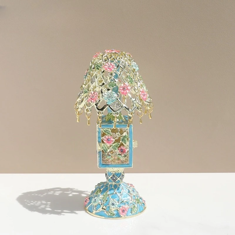 European alloy enamel color retro wind table lamp decorative box jewelry box creative home ornament
