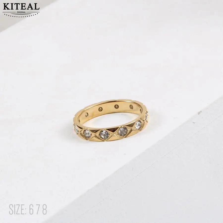 

KITEAL Hot New PVD plated stainless_steel color size 6 7 8 Girlfriend wedding ring Set Zircon Ring Jewelry on the neck diy