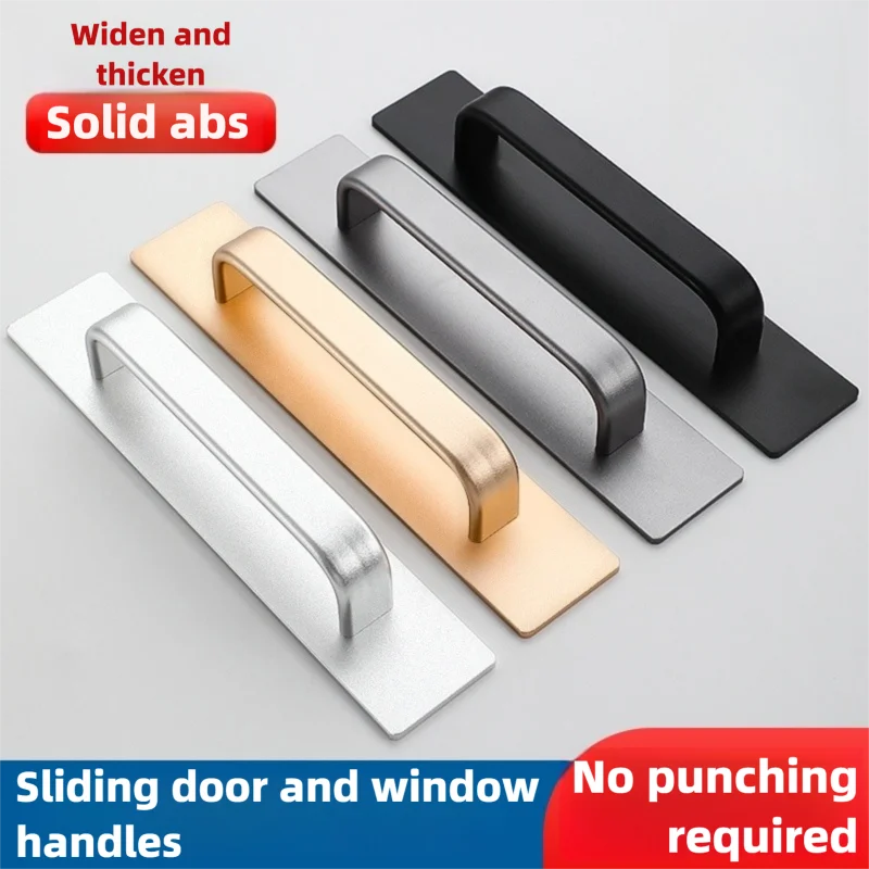 Self-Stick Adhesive Cabinet Handles Stainless Steel No-Drilling Easy Installation for Cabinet Door Window Drawer Refrigerator
