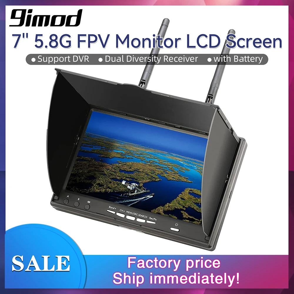 Moniteur FPV 9IMOD LCD5802D avec DVR 5.8G 40CH Écran LCD 7 pouces 800x480