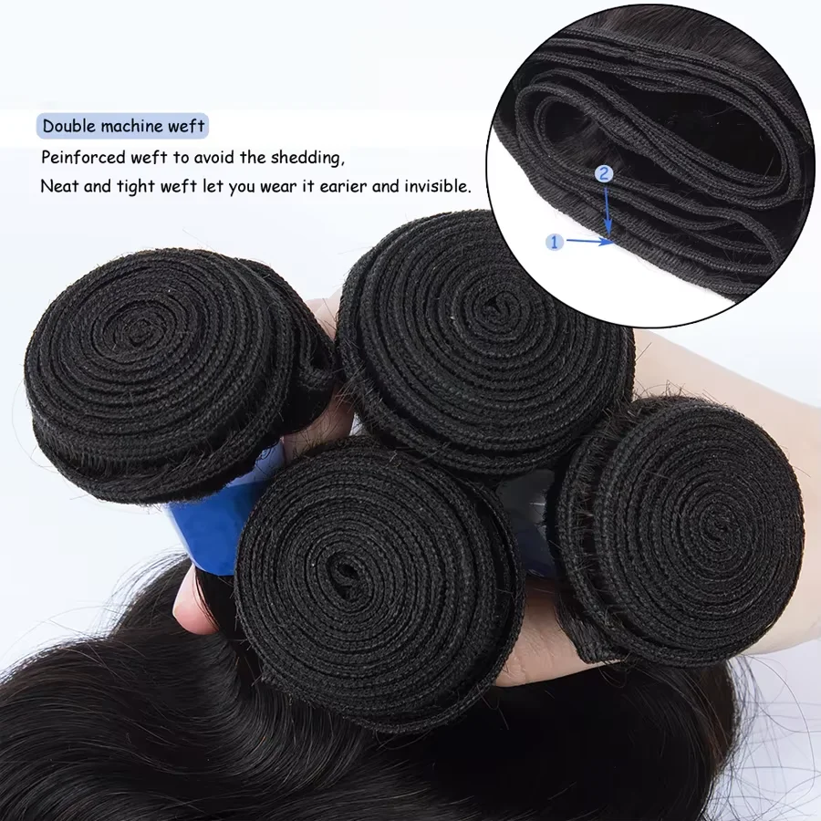 16A 블랙 워터 웨이브 번들 인모 30 32인치 미가공 브라질산 생인모 더블 웰프 4/5개 묶음 붙임머리