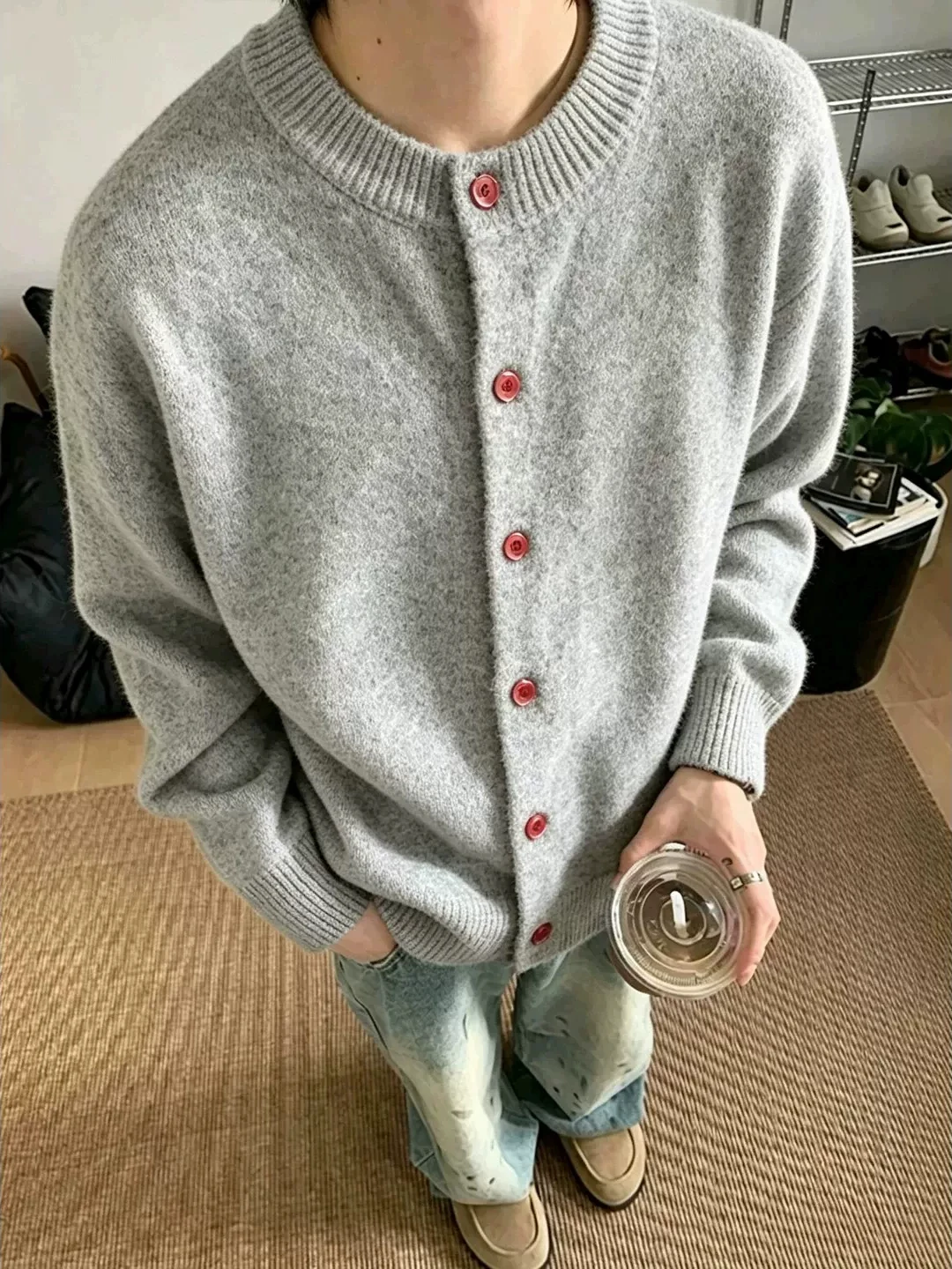 American Retro Open Cardigan Sweater Loose Fit Men Women Autumn Winter Lazy High-End Knitted Shirt Cleanfit Jacket