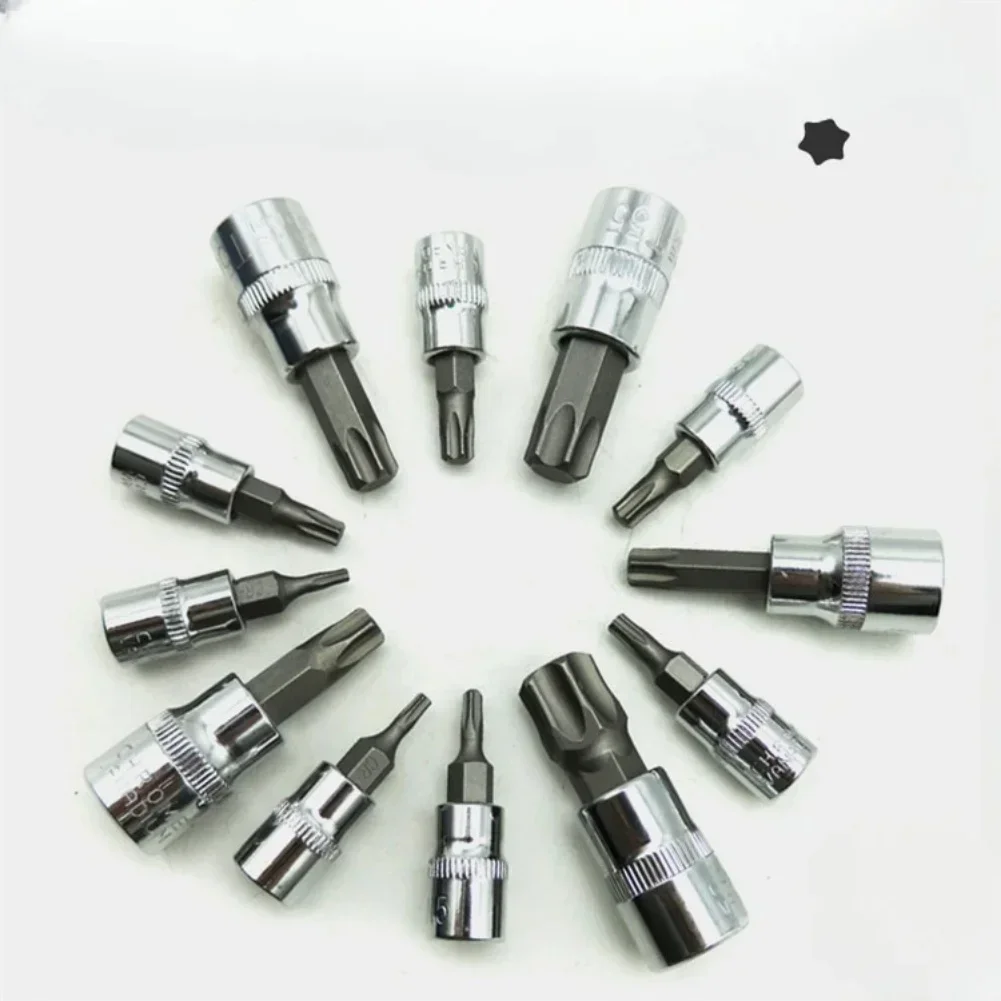 13Pcs Torx Socket Screwdriver Set 1/4'' 3/8'' 1/2'' Auto Maintenance Torx Key Repair Drive Socket Tool T8 T10 T15 T20 T25 T27 view 2