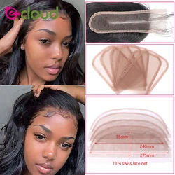 5pcs/bag 2X6 5x5 Swiss Lace Closure Frontal Base Brown Handmade Hair Net Piece For Making Lace Wigs Closure Cap Accessory