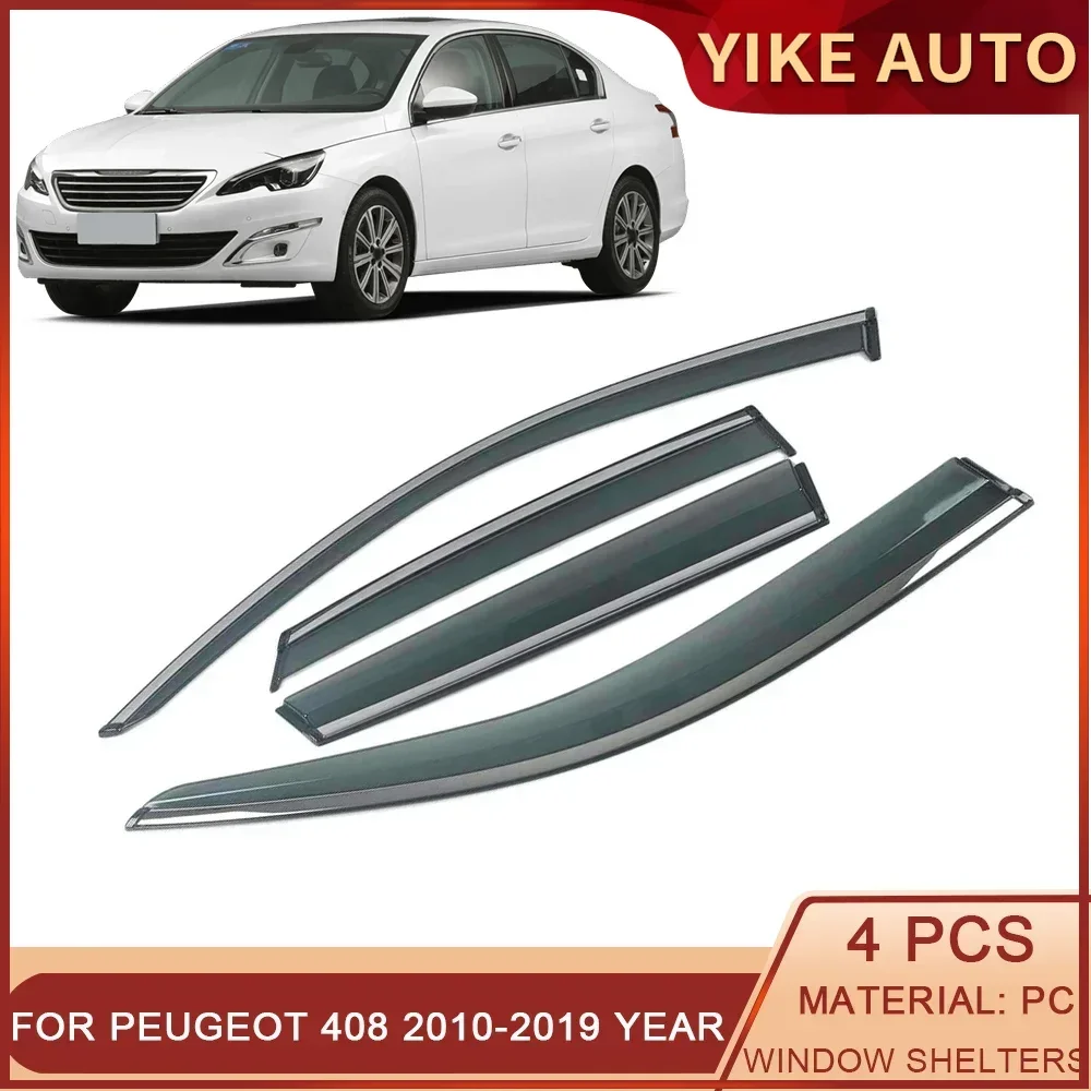 

For PEUGEOT 408 2010-2019 Car Window Sun Rain Shade Visor Shield Shelter Protector Cover Trim Frame Sticker Exterior Accessories