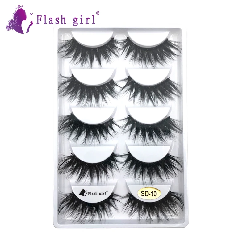 5 pairs/piece Multi-layer Self adhesive flexible Black cotton Band mink Falsle eyelashes extention wtih Personlized