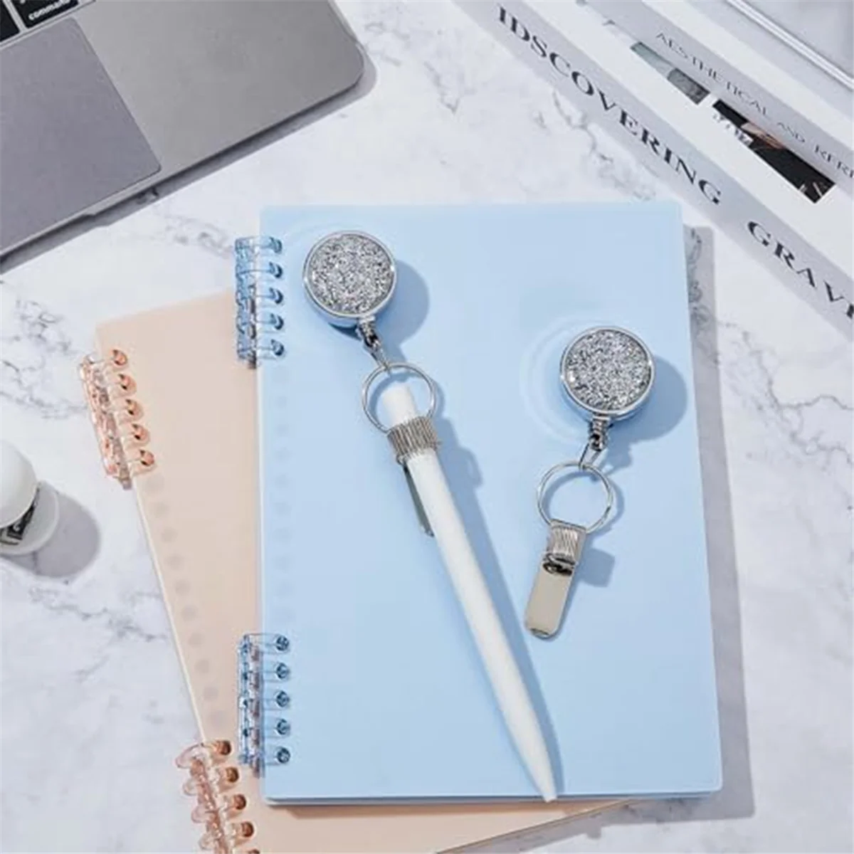 

ELBA_Retractable Pen Holder 25.6 Inch Retractable Pen Reel Keychain