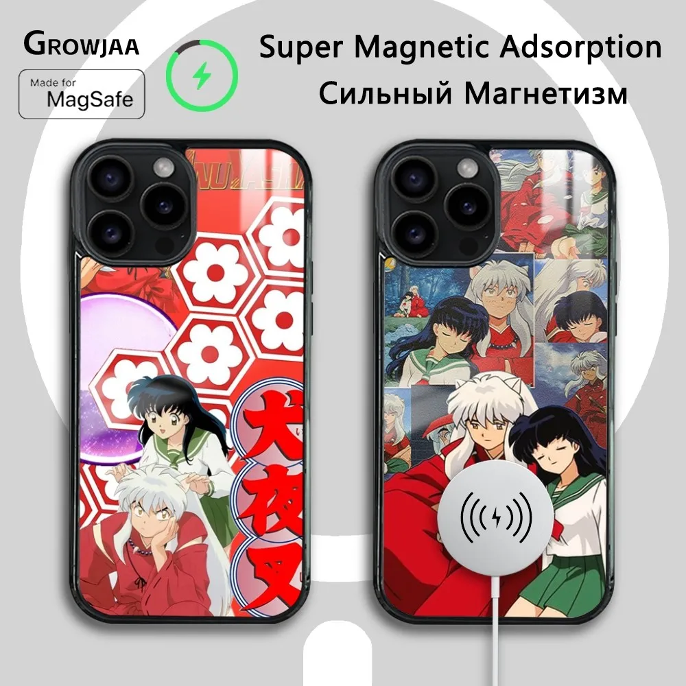 

Classic I-Inuyasha Anime Magnetic Phone Case For iPhone 15 14 13 12 11 Pro Max Plus Mini Mirror Wireless Magnetic Cover