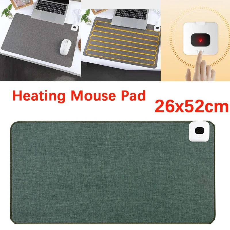 26x52cm Electric Heat Mouse Pad Table Mat Display Temperature Heating Mouse Pad Keep Warm Hand for Office Computer Desk Keyboard