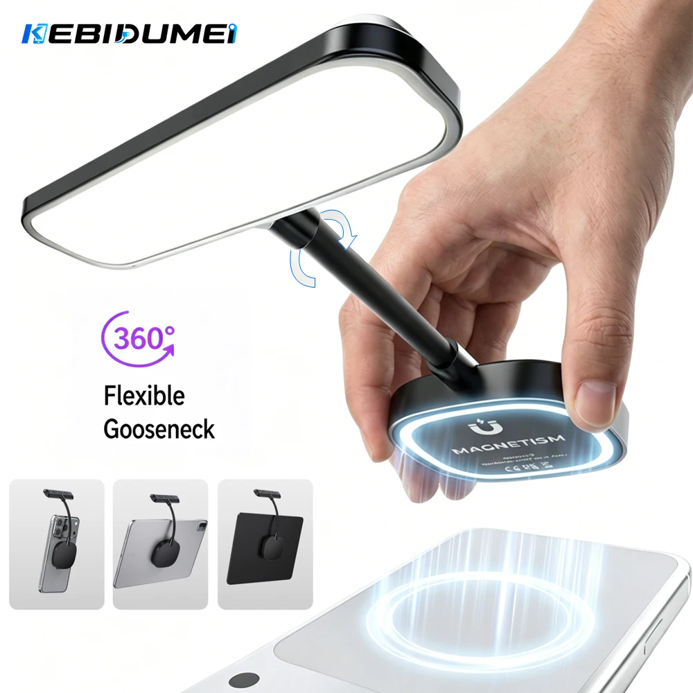 

KEBIDUMEI Magnetic Flexible Tube Phone Fill Light Dimmable LED Selfie Lamp 3 Color Temp Eye Care Portable Live Stream Vlog Light