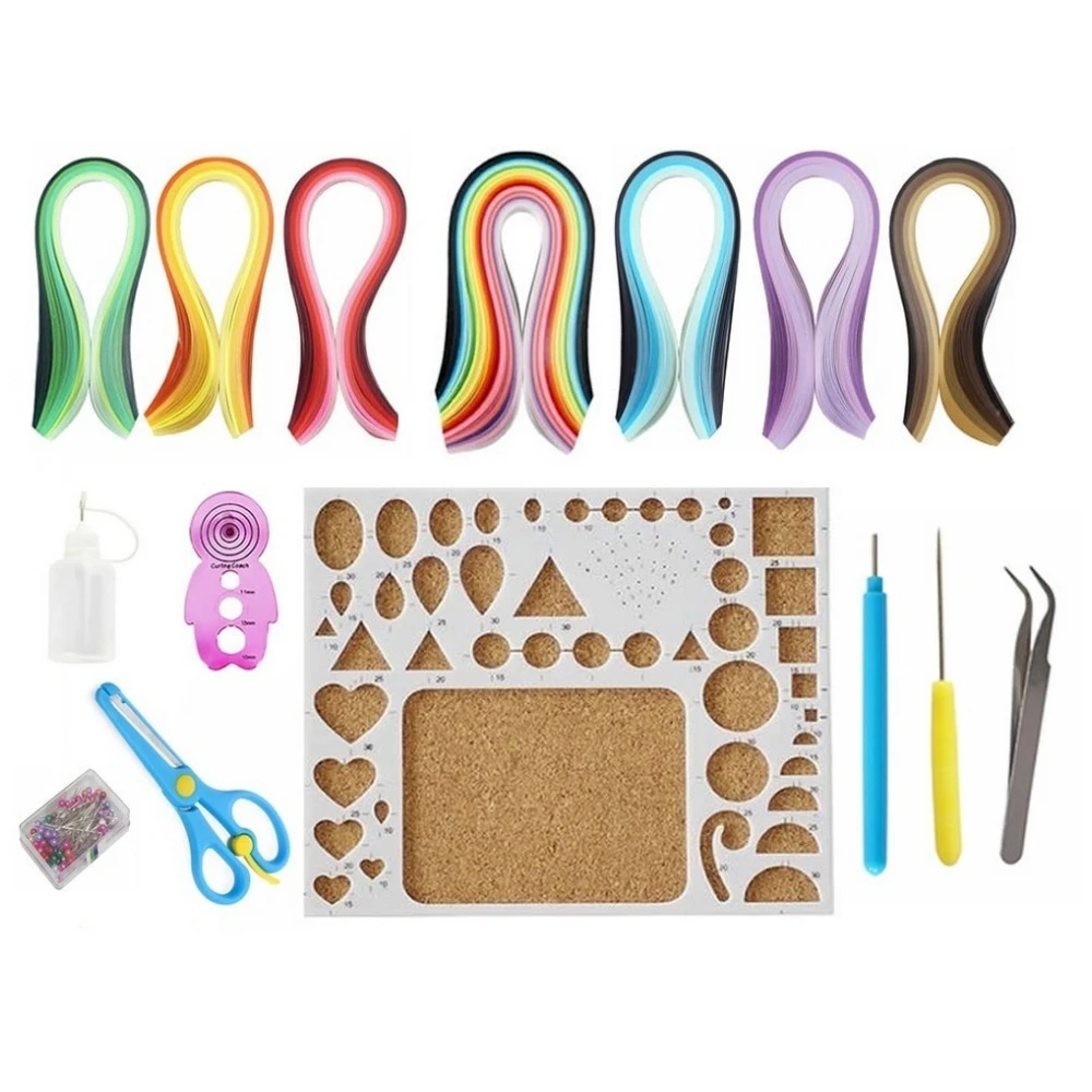 Quilling Paper Kit Quilled Paper 860PCS Strips Quilling Paper in 30 Colors with 8PCS Different Quilling Tools Paper Width:5mm