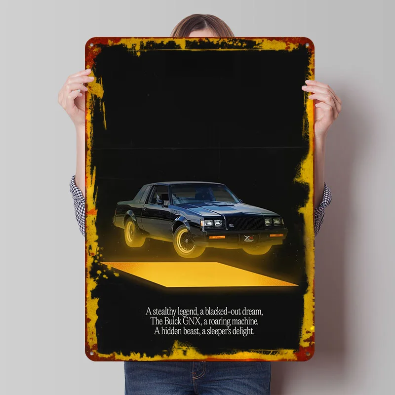 Sports Car GNX Vintage Metal Poster Customized Wall Art Retro Vintage Metal Signs for Man Cave Bedroom Decoration Gaming House