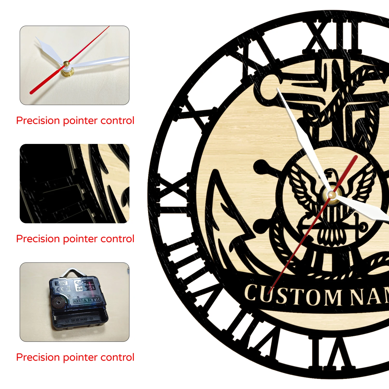 Personalized Navy Boot Camp Pir Graduation Wooden Wall Clock Ship Anchor Timber Craft Wall Clock Nautical Home Decor Timepieces