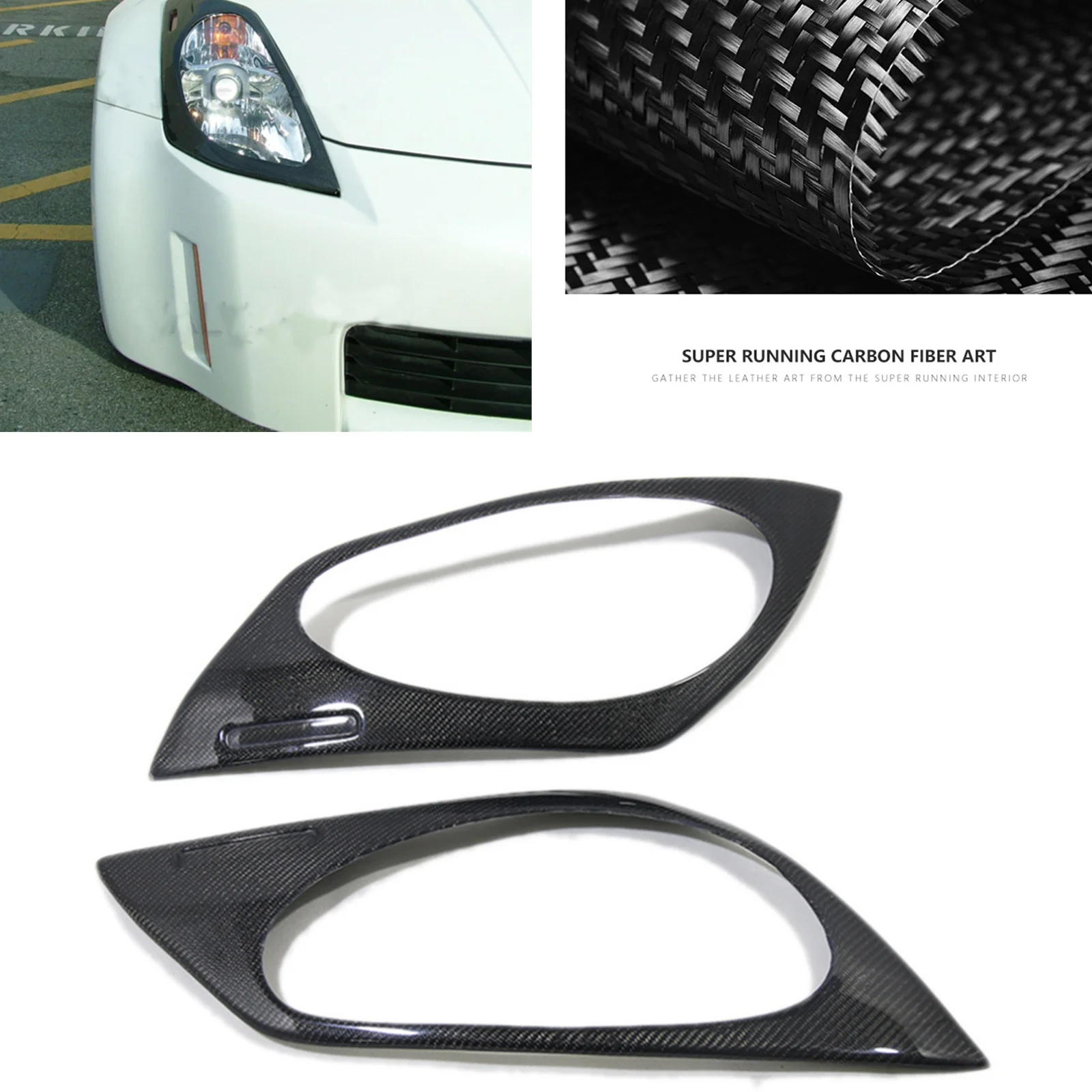 

For Nissan 350Z Z33 2003-2006 Coupe 2 Door Carbon Fiber Headlight Cover Headlamp Frame Trim Car Front Head Light Lamp Bezel Brow