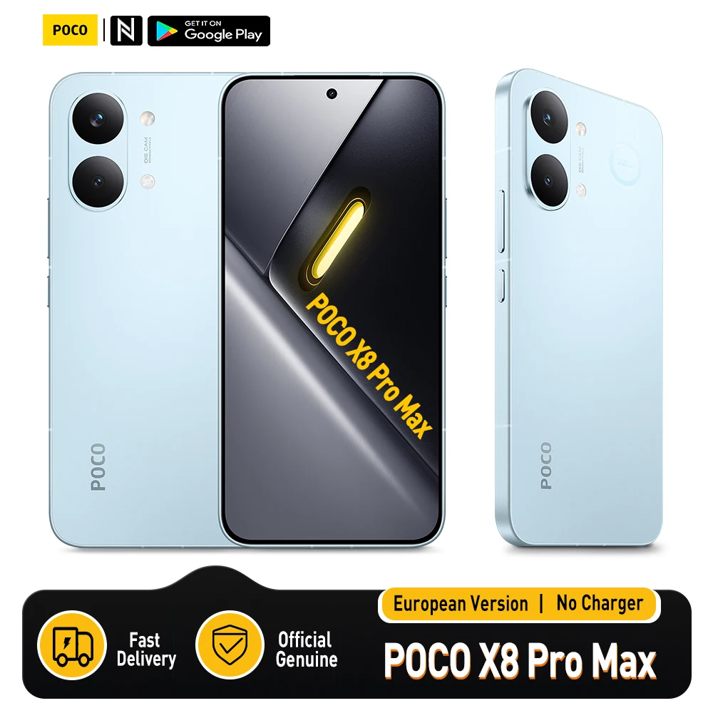 POCO X8 Pro Max 5G Version Européenne 256GB/512GB Écran AMOLED 6,83" 1.5K 120Hz 8500mAh 50MP OIS NFC IP68 Dimensity 9500s Sans Chargeur
