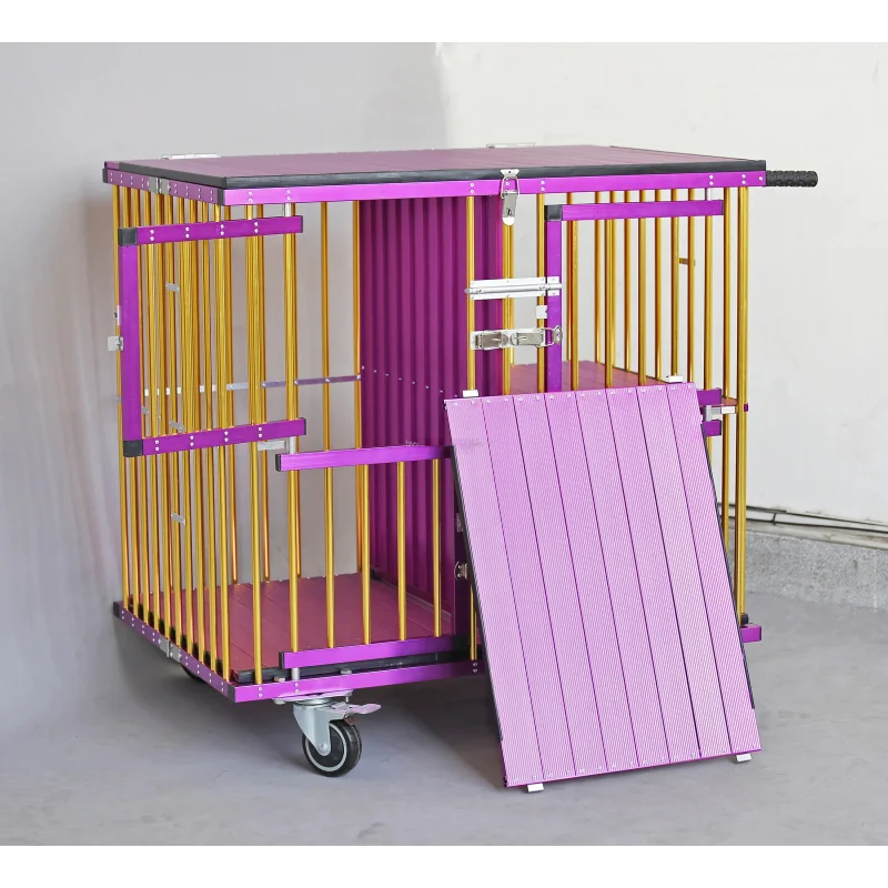 Professional Movable Cage Foldable 1 2 4 Berth Outdoor Mobile Cer Aluminum Handled Dog Crate Pet Show Trolley