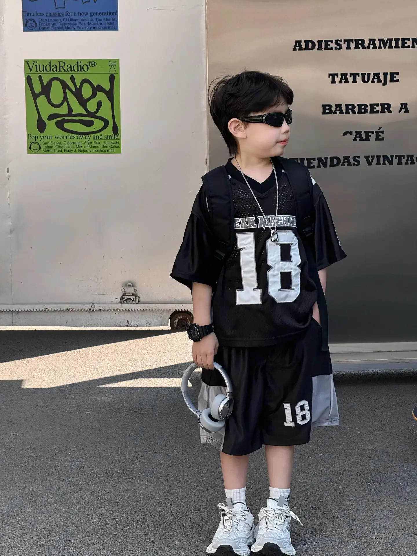 مجموعة ملابس الأطفال تي شيرت وسيم للأطفال 2025 صيف جديد على الطراز الكوري للأولاد طقم شورت رياضي أمريكي يسمح بمرور الهواء #4