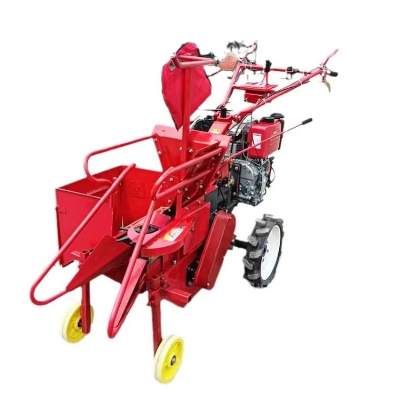 

Mini easy-to-operate hand-push self-propelled corn harvester 3 in 1 corn harvester, corn cutting table