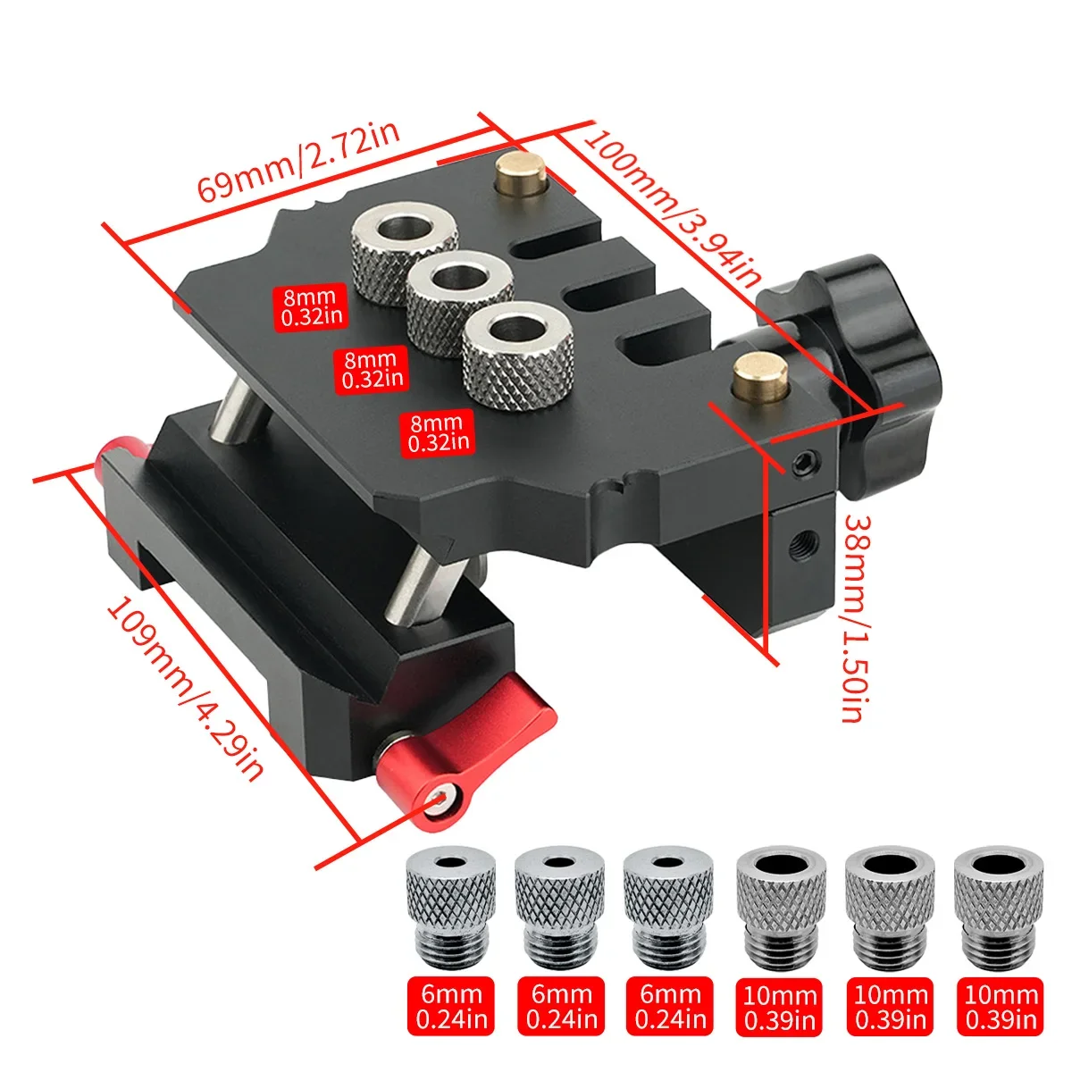 Self Centering Doweling Jig Kit, Drill Guides Locator for Straight Holes Biscuit Joiner, Multifunctional Woodworking Joints Tool
