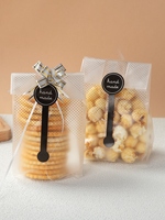 30pcs Scrub Bag With Black Sticker, Black Polka Dot Strip Opp Bags for Gift Decoration Party Holiday Wedding, Cookie Bags