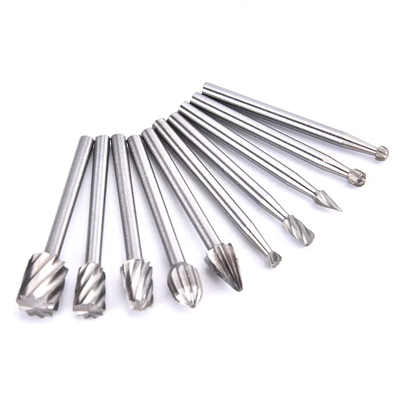 6/10pcs High Speed Wood Working Drill Bits Rotary Files Mini Round HSS Burr Set Wood Carving Rasp For Shank Burs Tools