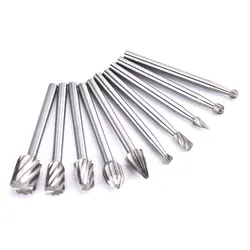 6/10pcs High Speed Wood Working Drill Bits Rotary Files Mini Round HSS Burr Set Wood Carving Rasp For Shank Burs Tools