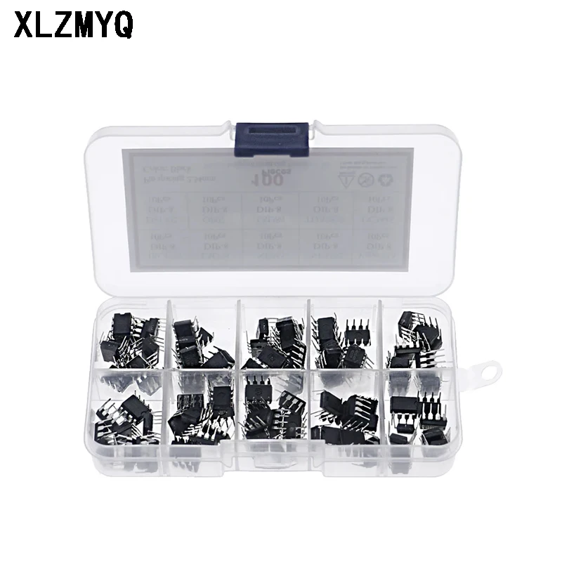 100Pcs IC Integrated Circuit Chip Assortment Kit JRC4558 LM358 NE555 NE5532 VIPER22A DS1302 OP07 LM386 UC3845 DIY Electronic