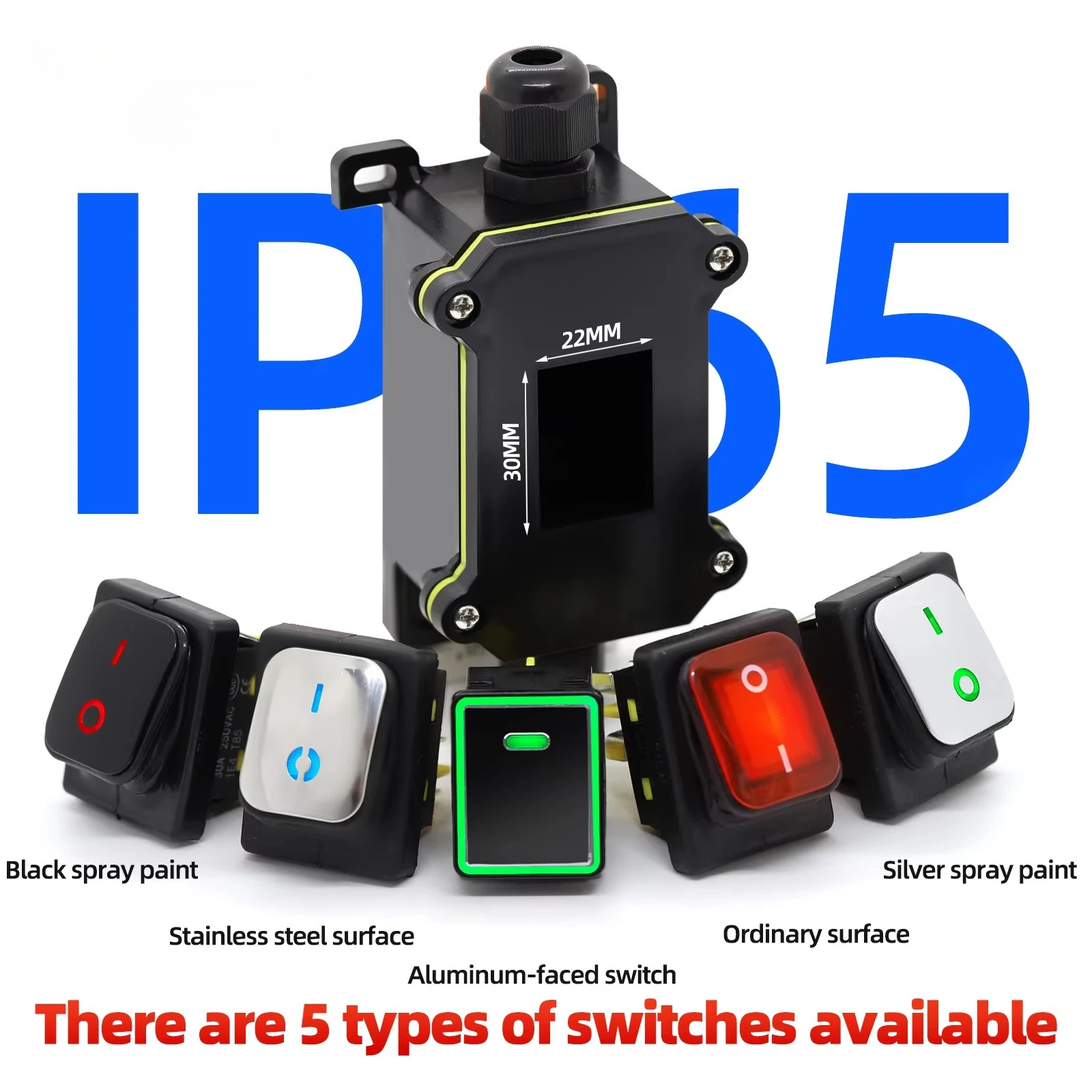 30A 12V 24V 220V Waterproof Inline Toggle Switch with LED IP65 Sealed Outdoor Box Inline Cord Rocker Switch Power