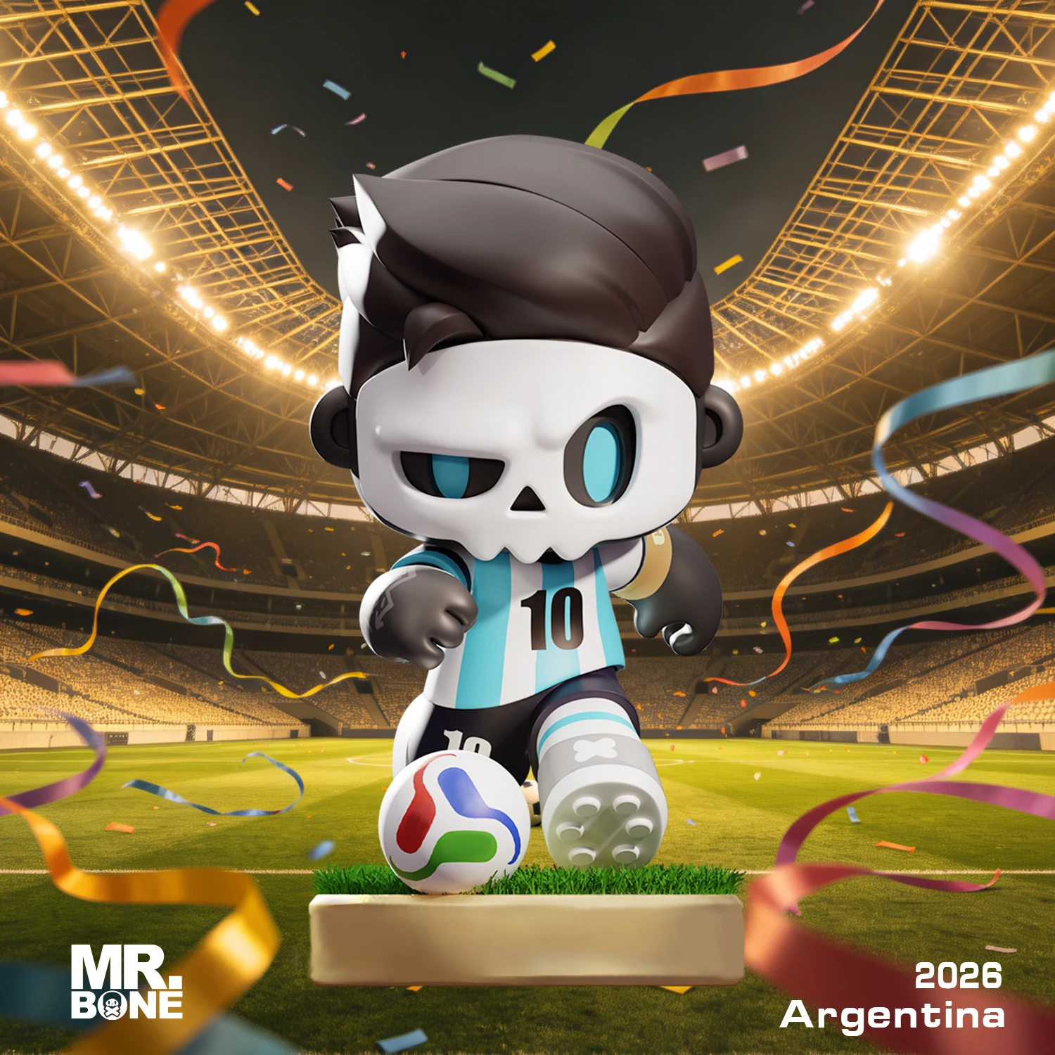 MYTOYS Mr. Bone 2026 Estrella de Fútbol Edición Limitada Caja de Regalo Modelo Figura Equipo Estrella