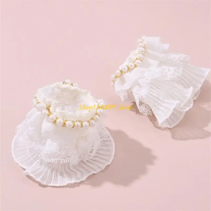 

DXAE Ruffled Wrist Cuffs Easy Elegant Elaborate Wristband Decorative Pleated Lace