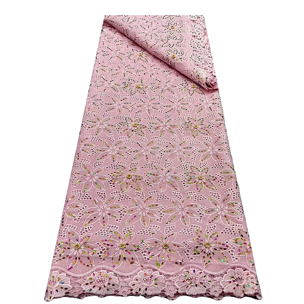 

African Lace Lace Fabric 2025 High quality Nigerian French noblewoman robe Cotton embroidered rhine-diamond wedding party dress