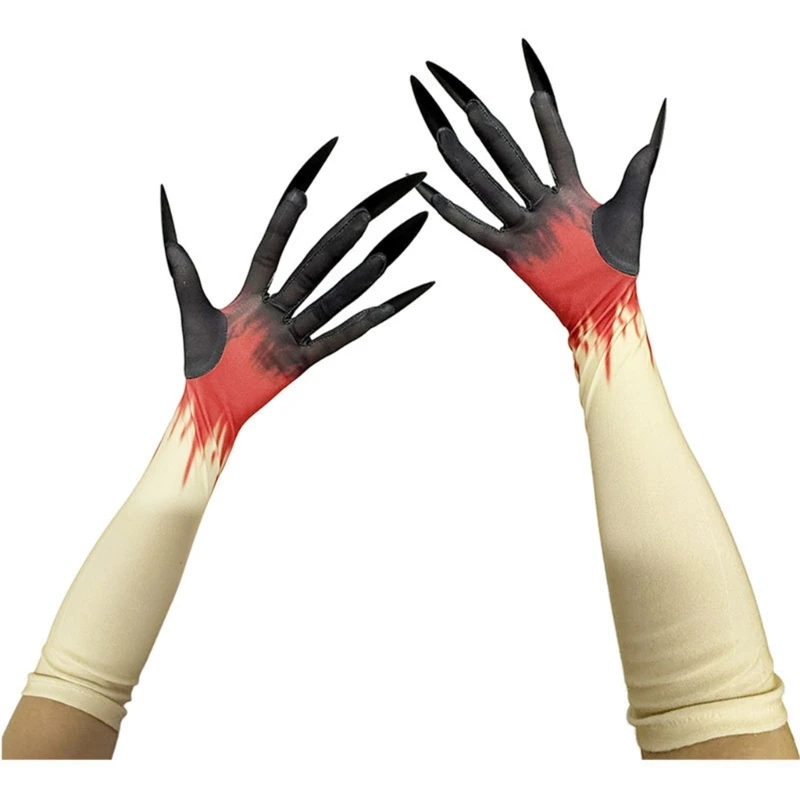قفازات هالوين قفازات قفازات قابلة للفصل مخالب مخيفة تعزيز الأزياء الناعمة