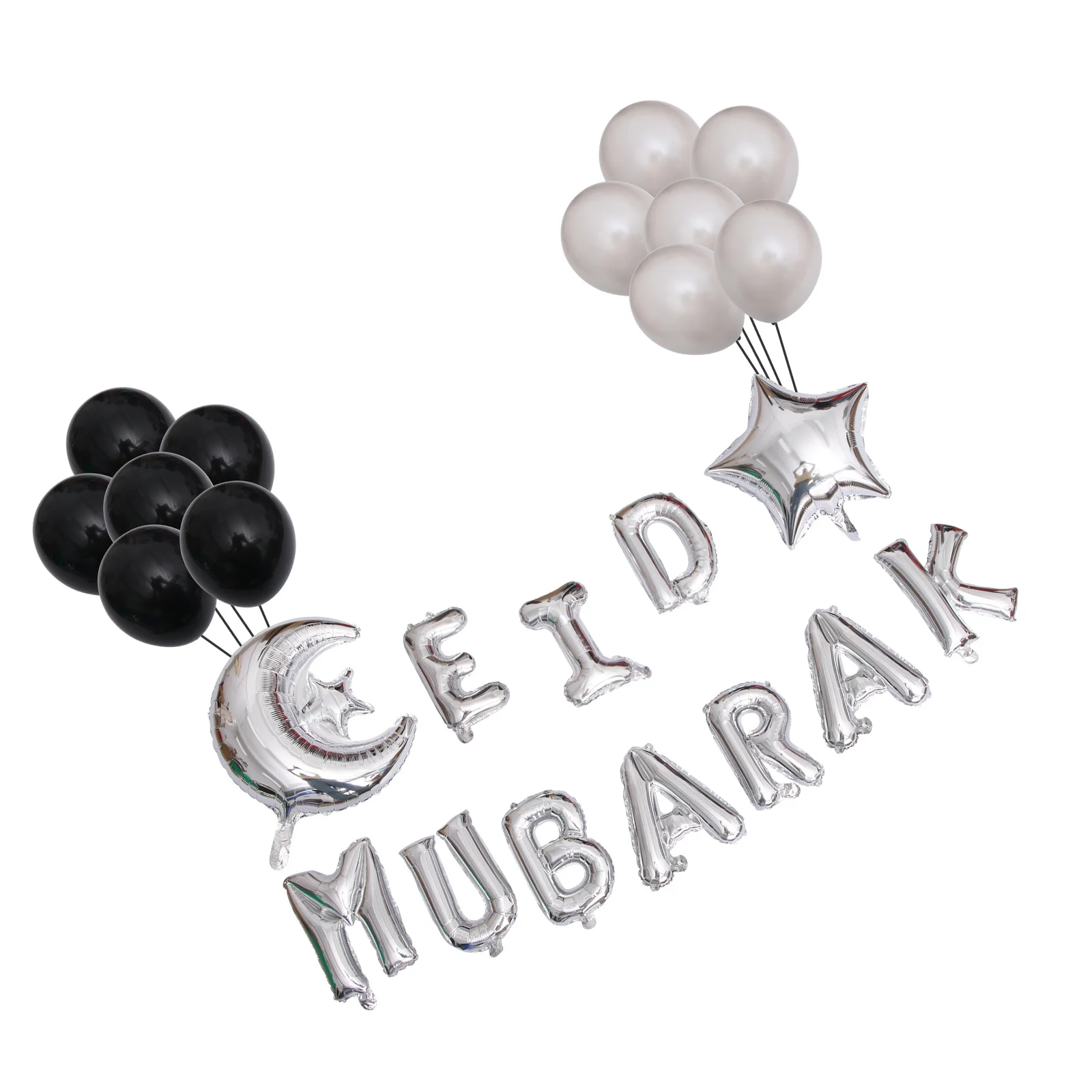 

1Set Aluminum Foil Balloon Eid Mubarak Letter Decoration Ramadan Party Banner Glitter Lustre Moon Star for Eid Adha