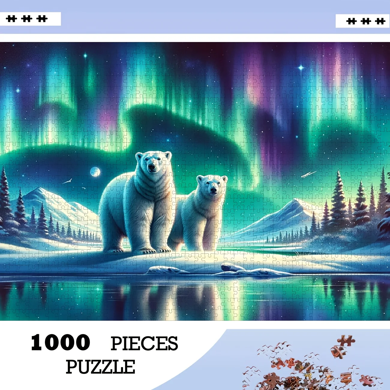 1000 Stück Arctic Star & Aurora Borealis Puzzle, geeignet für Erwachsene – großer, herausfordernder Denksportaufgabe mit Nordkunst, St