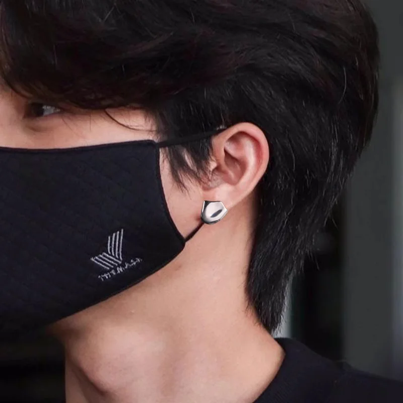 ZHUHE Shield Stud Earrings In Cyberpunk Style Are Suitable For Men And Women As Jewelry Accessories And Party Gifts - Image 4
