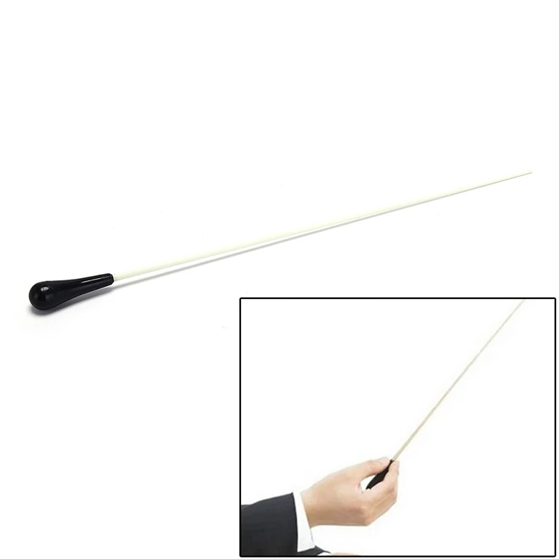 1pc Black ABS Handle Musical Music Conductor Baton Gift White 39CM length