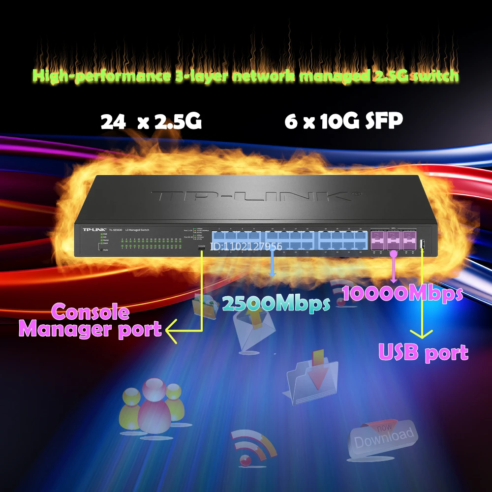 TP-Link 30port 10GE Switch 24 X 2.5G Ethernet Switches 6ports 10000Mbps SFP 10G Gigabit Fibra 2500Mpb Gigabit Router TL-SH5630