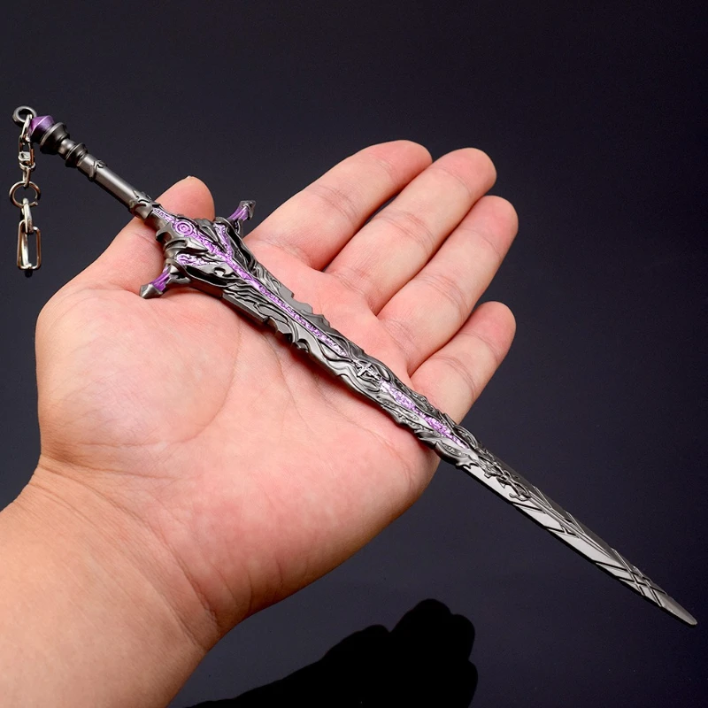 22cm/8.66in Fantasy Game Peripheral Omega Sword metal Weapon KeyChain Solo Leveling Sword Model Props Uncut Knife Craft Boy Gift