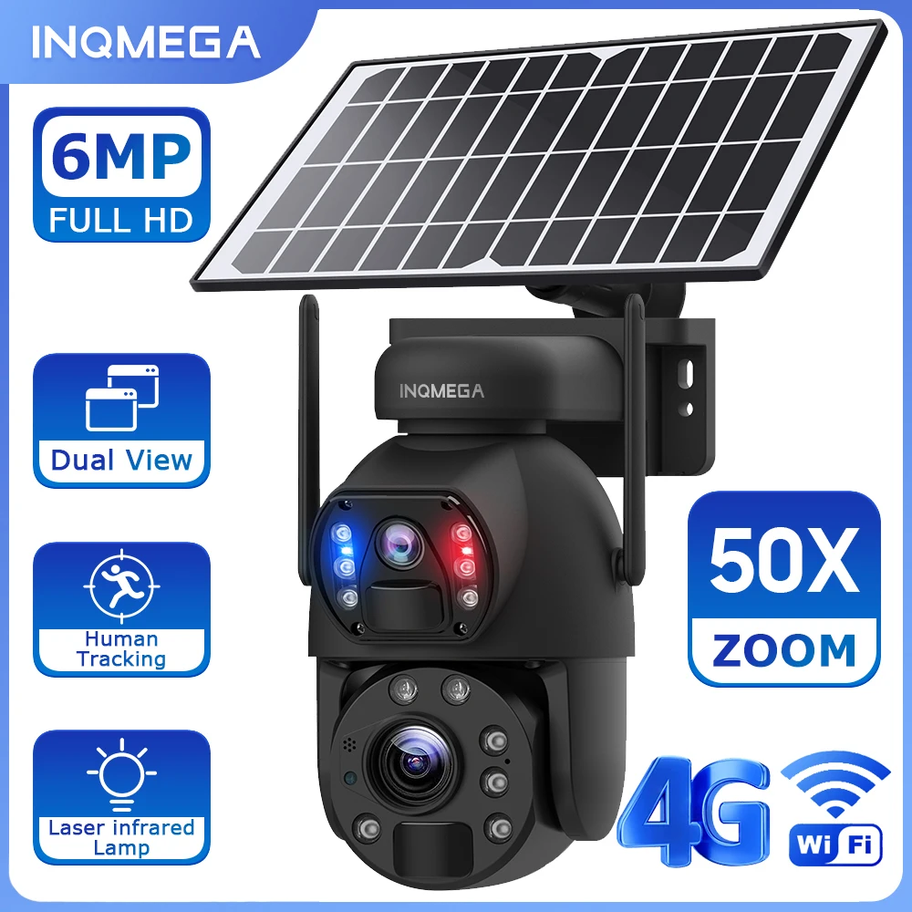 3K 6MP 50X ZOOM Solar Camera 4G SIM 360° Outdoor Dual Lens PIR Body Tracking WIFI Battery Security Camera Night Vision CCTV cam