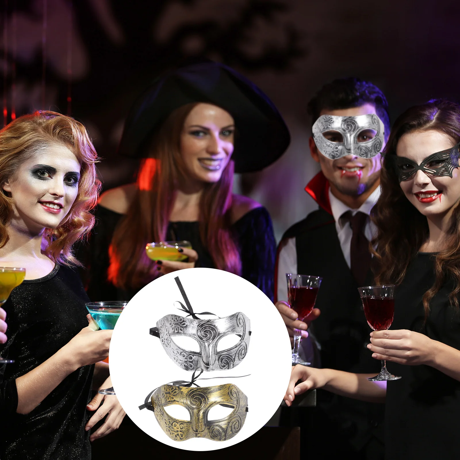 2-teilige Halloween-Maske für Herren, Gras-Kostüm, Party-Zubehör, Maskerade, männliche Masken, Herren-Ball, zum Dekorieren